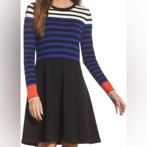 Vince Camuto Fit & Flare Striped Sweater Dress